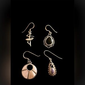 Vintage 4 single sterling 925 earrings ( unpaired )